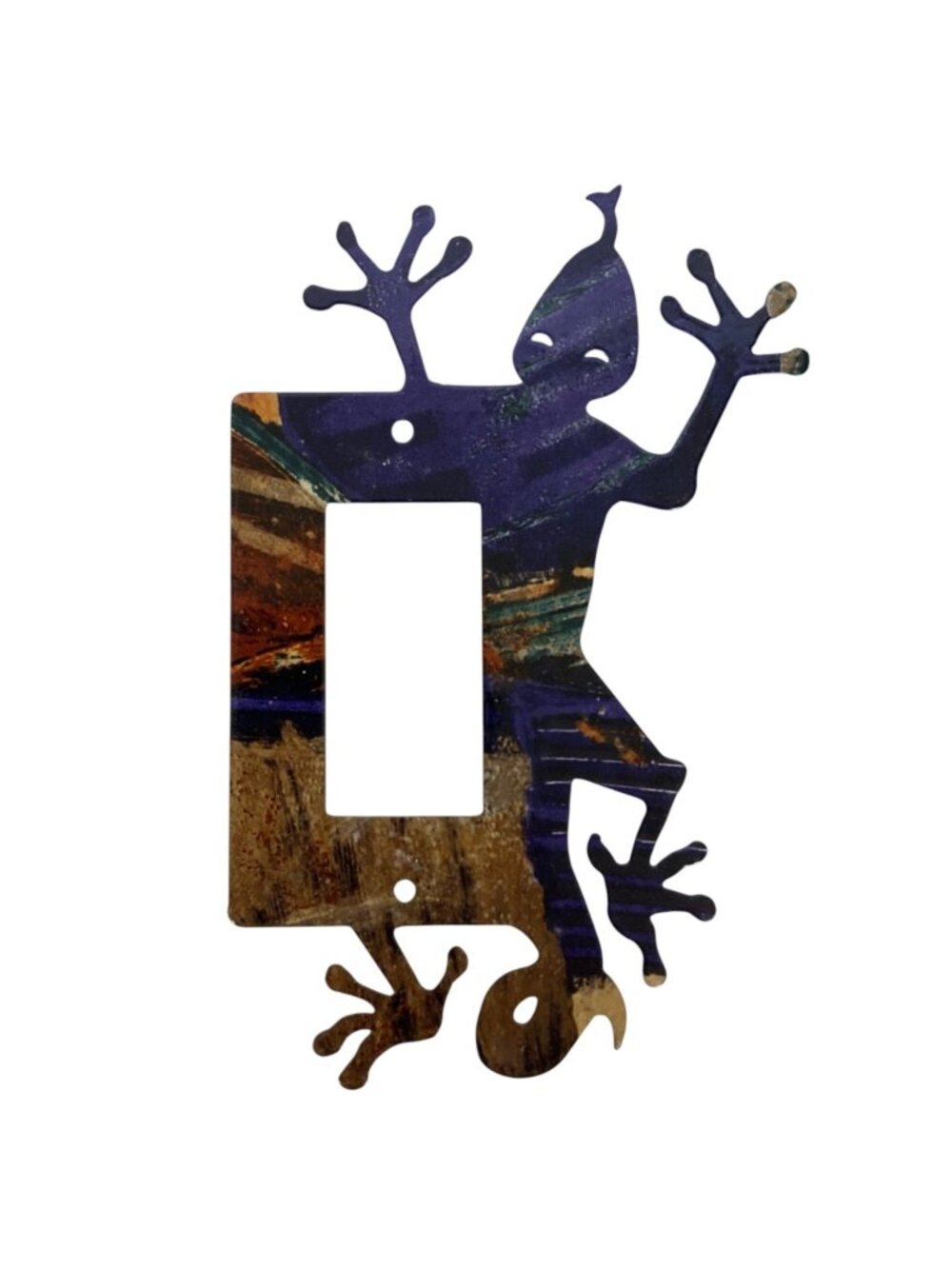 Gecko Shaped Metal Light Switch Cover Abstract Design Single Toggle Plate